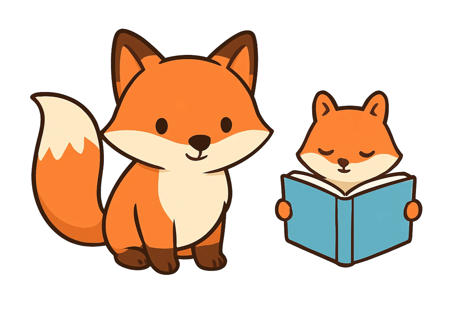 Лиса и белка читают книгу - символ дружелюбного и умного сообщества онлайн-школы Good School. Учим математике, Python, JavaScript и готовим к ОГЭ и ЕГЭ