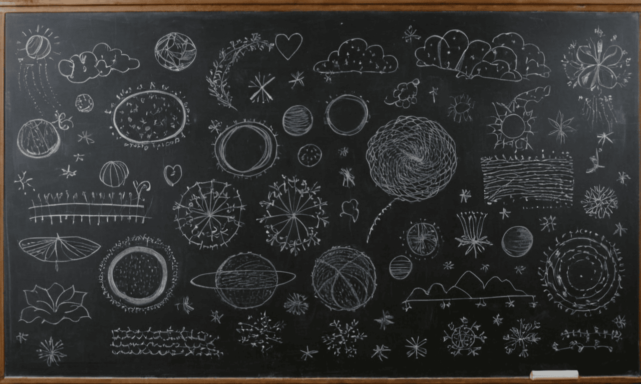 Изображение школьной доски с фигурами как символ обучения в онлайн-школе с опытными преподавателями и бесплатным пробным уроком.