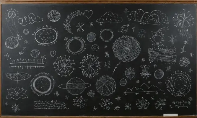 Изображение школьной доски с фигурами как символ обучения в онлайн-школе с опытными преподавателями и бесплатным пробным уроком.